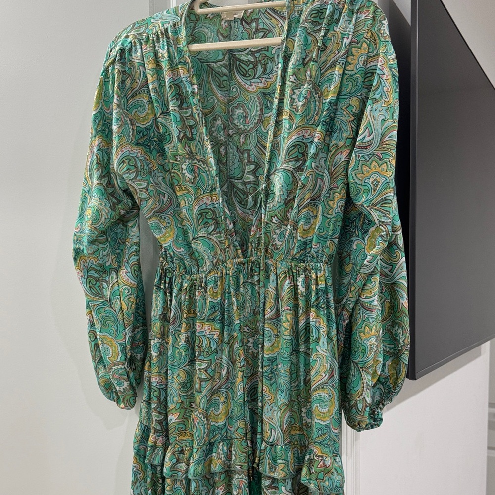 Elegant Green Paisley Dress with a gold touch one of a kind!!!!